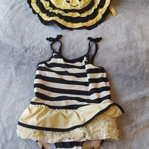 4/$20 cute bumble bee bathing suit and sun hat